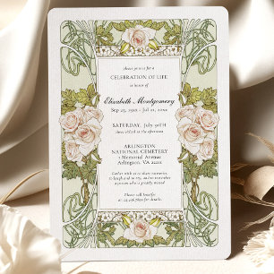 Invitación Rosas de Alphonse Mucha celebran la vida