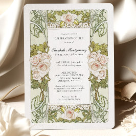 Invitación Rosas de Alphonse Mucha celebran la vida