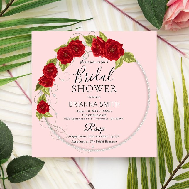 Invitación Rosas de amor rojo ducha romántica de novia (Subido por el creador)