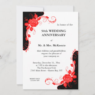 Invitación Rosas de aniversario (rojo)
