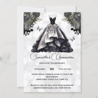 Invitación Rosas de baile de fantasía de la princesa negra Qu