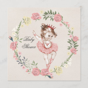 Invitación Rosas de Ballerina Vintage Wreath Baby Shower