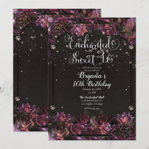 Invitación Rosas de Bayas Encantadas Oscuro Floral Dulce Fies