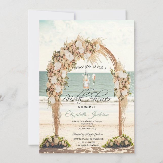 Invitación Rosas de Beach Wedding Arbor (Anverso)