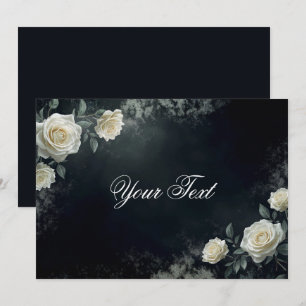Invitación Rosas de boda blancas elegantes sobre fondo negro