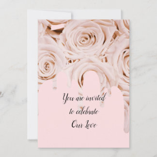 Invitación rosas de bodas deslizan elegante caligrafía de tex