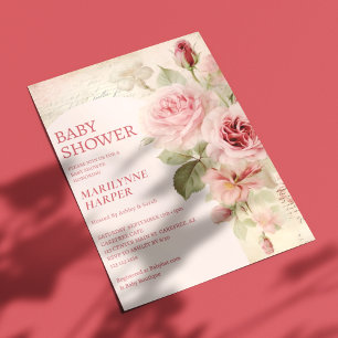 Invitación Rosas de Boho Arch Vintage rosa Baby Shower