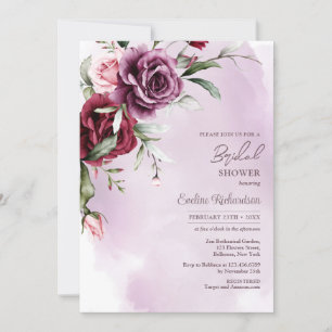 Invitación Rosas de boho mauve y burgundy de moda