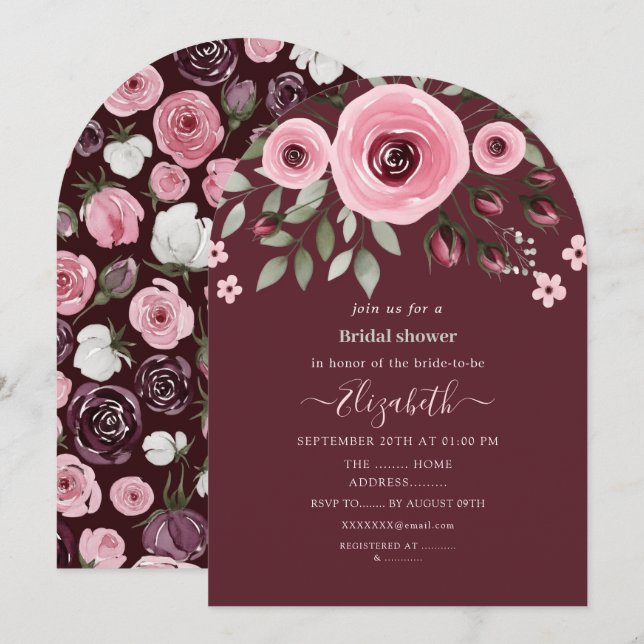 Invitación Rosas de Borgoña (Anverso / Reverso)