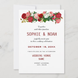 Invitación Rosas de Borgoña Boda Flor de Garland