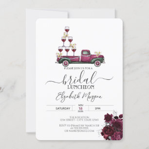 Invitación Rosas de Borgoña Camión de vino Bridal Almuerzo 
