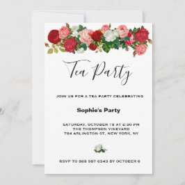 Invitación Rosas de Borgoña Floral Garland Fiesta de té