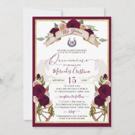 Invitación Rosas de Borgoña Floral Occidental Charro Quincean