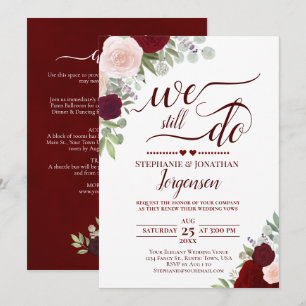 Invitación Rosas de Borgoña Nosotros Todavía Juramos Renovaci