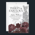 Invitación Rosas de Borgoña vestido de plata Fiesta de cumple<br><div class="desc">Vestido plateado Rosas de Borgoña Invitación a la fiesta de cumpleaños número 30 Ver colección coincidente en Nicho y Nest Store Muchas gracias</div>