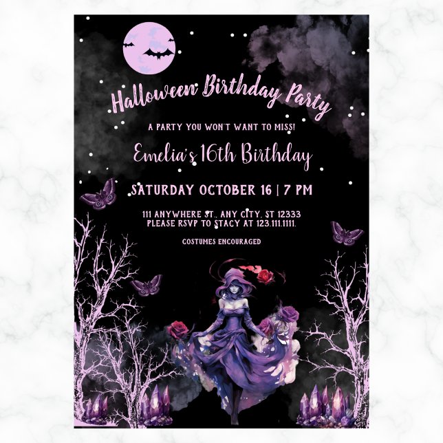 Invitación Rosas de Brujas Gótica Chica 16 cumpleaños de Hall (Subido por el creador)