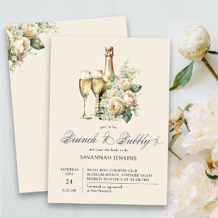 Invitación Rosas de Brunch y Bubbly Champagne ducha de novias