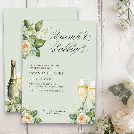 Invitación Rosas de brunch y burbuja Champán Ducha de novias
