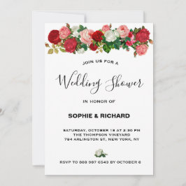 Invitación Rosas DE BURGUNDY FLORAL DE GARLAND FLOWER BODA SH