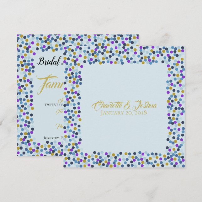 Invitación Rosas de cabaña Boda Suite Ducha Puntos de Polka (Anverso / Reverso)