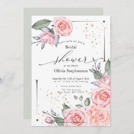 Invitación Rosas de cabaña rusas rosadas duchas de novia