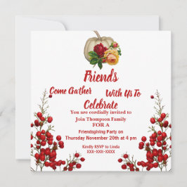 Invitación Rosas de calabaza de otoño de Friendding Fall Red 