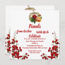 Invitación Rosas de calabaza de otoño de Friendding Fall Red