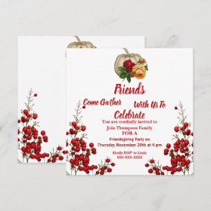 Invitación Rosas de calabaza de otoño de Friendding Fall Red