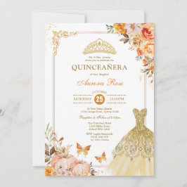 Invitación Rosas de calabaza otoñales Quinceañera Princesa Mi