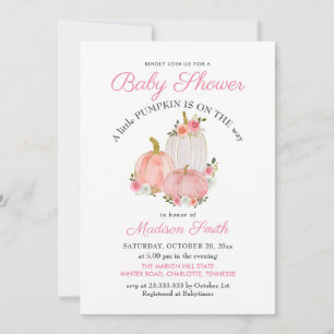 Invitación Rosas de calabazas rosadas acuarelas   BABY SHOWER