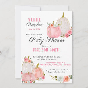 Invitación Rosas de calabazas rosadas acuarelas   BABY SHOWER