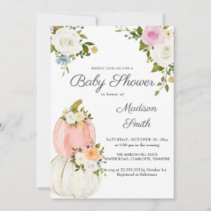 Invitación Rosas de calabazas rosadas acuarelas BABY SHOWER