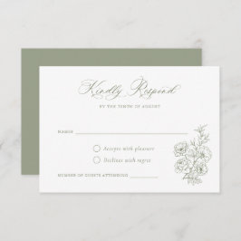 Invitación Rosas de caligrafía floral elegante Sage RSVP