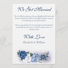 Invitación Rosas de Camafeo Elegantes Azules de la Regencia