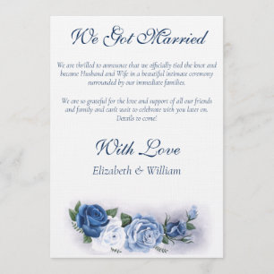 Invitación Rosas de Camafeo Elegantes Azules de la Regencia