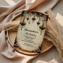 Invitación Rosas de candelabro gótico Cumpleaños