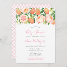 Rosas de Citrus Garden Quatrefoil Chica Baby Showe