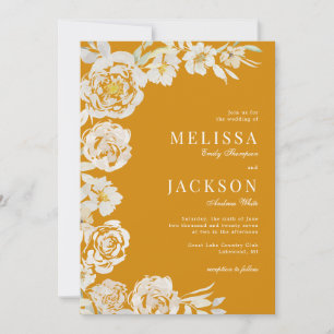 Invitación Rosas de color agua Rubor y crema Boda amarillo
