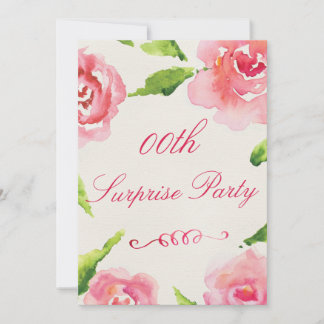 Invitación Rosas de color de agua de la Moda de cumpleaños so