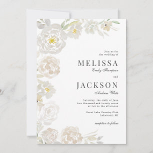 Invitación Rosas de color de agua Rubor y Cream Boda clásico
