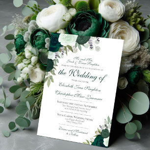 Invitación Rosas de color de agua verde esmeralda Boda formal