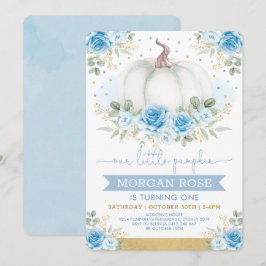 Invitación Rosas de color de calabaza azul suave Baby Shower