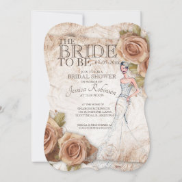 Invitación Rosas de color dulce de piel con ducha de novia