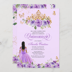 Invitación Rosas de color morado mariposas Quinceañera I