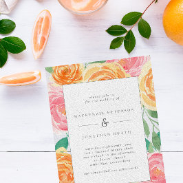Invitación Rosas de color rosa y Naranja Boda de verano
