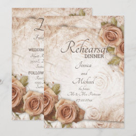Invitación Rosas de colores suaves ensayo Boda Cena
