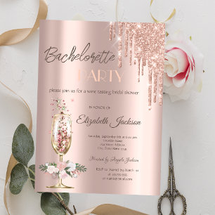 Invitación Rosas de Copa de Champán Fiesta de Despedida de So