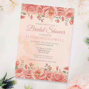 Invitación Rosas de coral Moda Peach Watercolor Floral Boda