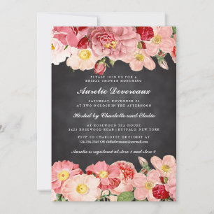 Invitación Rosas de cosmética rosada moderna Chalkboard Ducha