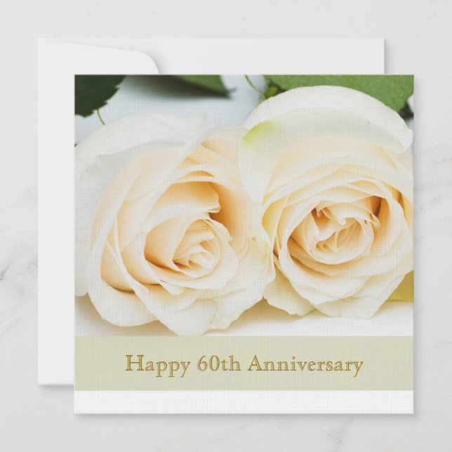 Invitación Rosas de crema blanca, 60º aniversario de Boda (Anverso)